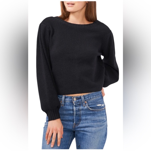 1.STATE Jewel Back Button Up Balloon Sleeve Sweater Cardigan - Picture 2 of 10